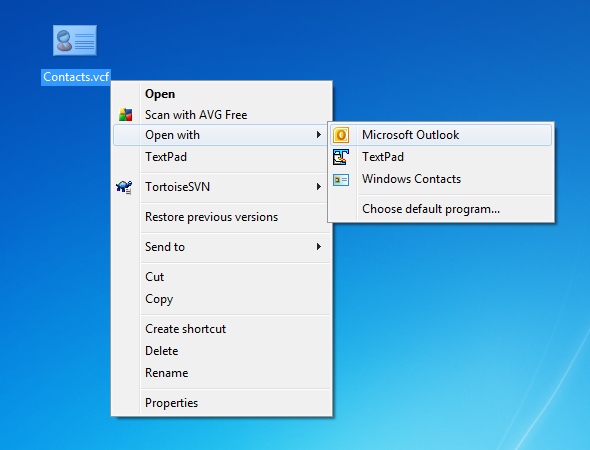 Import contacts to Outlook or Windows Address Book